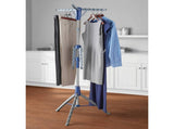 Space-Saving 2-Tier Steel Tripod Hanging Clothes Drying Rack, Blue/Silver 19496175