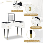 ZUN 43.3" Modern Vanity Table Set with Flip-top Mirror and LED Light, Dressing Table with Customizable WF305842AAA