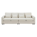 ZUN [New] 104" 4-Seater Modern Linen Fabric Sofa with Armrest Pockets and 4 71307056