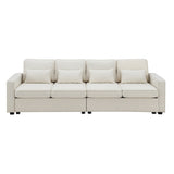 ZUN [New] 104" 4-Seater Modern Linen Fabric Sofa with Armrest Pockets and 4 71307056