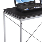 ZUN Black and Chrome Writing Desk with Shelf B062P209207