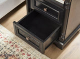 Farmhouse Style 2 Drawer Sofa Side Table Charging Pedestal, Tall Rustic Wood Square Nightstand W2393P324431