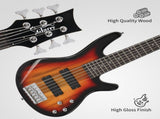 Full Size GIB 6 String H-H Pickup Electric Bass Guitar Bag Strap Pick Connector Wrench Tool Sunset 49547544