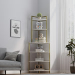 ZUN 6-Tier Corner Open Shelf Modern Bookcase Wood Rack Freestanding Shelving Unit,Plant Album Trinket W2167P207457