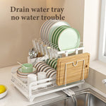 ZUN 2-Tier Dish Drying Rack, Kitchen Dish Rack, Space-Saving and Durable, with Drainer Board and 83895441