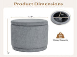 7.7 Gallon Round Storage Ottoman Foot Rest with Acacia Wood Frame, 400LBS Load Capacity Footstool 46931737