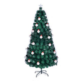 ZUN 6 FT Pre-lit Fiber Optic Christmas Tree, Artificial Xmas Tree with Lighted Top Star and Snowflakes, 93101267