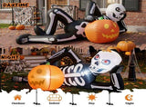7ft Inflatable Halloween Decor with Lying Skeleton, 7 Built-in LED Lights, Black & White, 12V 1250mA 90127940