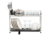 2 Tier Slim-sized Dish Rack with Drain Spout, Black 35544103