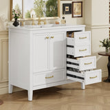 36" Bathroom Vanity with Sink, Bathroom Cabinet with Soft-Closing Door, 4 Drawers of Different N759P293646K