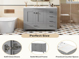 36" Gray Bathroom Vanity with Ceramic Sink Combo, Abundant Storage Cabinet -2 Soft close doors and 5 N729P183735E