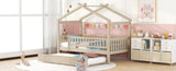 Twin Size Wooden House Bed with Twin Size Trundle, Natural WF302178AAN