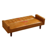 ZUN Brown Convertible Double Folding Room Sofa Bed, PU Leather, Tufted Buttons, Suitable for 67482142