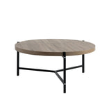 ZUN Round Coffee Table Dark Taupe & Black B107131308