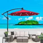 ZUN 10 ft Outdoor Patio Umbrella Solar Powered LED Lighted 8 Ribs Umbrella with Crank and Cross Base for W65627950