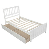 Twin size Platform Bed with Two Drawers, White WF195105AAK