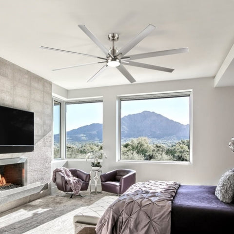 ZUN Smart 72" Integrated LED Ceiling Fan with Silver Blades in Brushed Nickel Finish 89479949