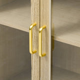 TREXM Farmhouse Sideboard Cabinet with Storage, Wood Buffet Cabinet with Glass Doors and Adjustable N715P264923D