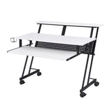 Music Recording Studio Desk with Keyboard Tray, White and Black B016P312638