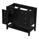 36" Bathroom Vanity without Sink, Cabinet Base Only, One Cabinet and three Drawers, Black WF306244AAB