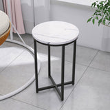 Modern Side Table with Faux Marble MDF Top For Any Small Space 91070094