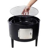17 Inch Steel Charcoal Smoker, Heavy Duty Round BBQ Grill for Outdoor Cooking, Black 28070527