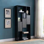ZUN Bookcase Display Storage Cabinet, Multi Shelves Black & Distressed Grey B107130968