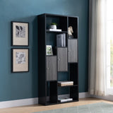 ZUN Bookcase Display Storage Cabinet, Multi Shelves Black & Distressed Grey B107130968