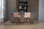 ZUN COOLMORE Counter Height Bar Stools Set of 2 for Kitchen Counter Solid Wood Legs with Fabric with a W153968292