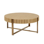 ZUN Modern Handcraft Drum Coffee Table 31.5 inch Round Coffee Table for Living Room,Small Coffee Table W2582P167668