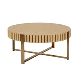 ZUN Modern Handcraft Drum Coffee Table 31.5 inch Round Coffee Table for Living Room,Small Coffee Table W2582P167668