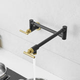 ZUN Brass Made Pot Filler, Black & Gold Pot Filler Faucet, Wall Mount Folding Kitchen Sink Pot Filler W1932P186932