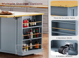 53inch Large Kitchen Island with Drop Leaf,Power Outlet,Door Internal Storage Rack,Rolling Kitchen 72878158