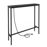 31.5" Console Table with US Standard Power Outlet, Melamine MDF Tabletop & Black Metal Frame, Black 53116651