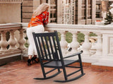 Outdoor Wood Rocking Chair, Wooden Patio Rocking Chair with Comfortable Backrest, Weatherproof Patio 23489524