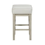 ZUN Transitional White Faux Leather Seat 24-inch Counter Height Stools Set of 2, White Finish Solid Wood B011P232132