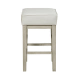 ZUN Transitional White Faux Leather Seat 24-inch Counter Height Stools Set of 2, White Finish Solid Wood B011P232132