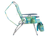 17 Inch Seat Height Beach Chair for Adults, Folding Portable Camping Chair with Headrest, Cup 84062613