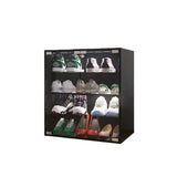 ZUN 4 Layers Black Shoe Cabinet with Glass Door and Glass Layer Shoes Display Cabinet with LED light 10570092