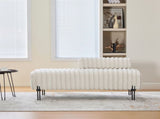 49.6" Wide Upholstered Mini Loveseat with Metal Legs, 2-Seater Small Sofa End of Bed Bench Window W3118P307506