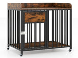 2-in-1 Dog Crate Furniture with Thickened Metal Tubes, Lockable Wheels Pet Kennel for Small Dogs 42924920