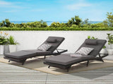 Outdoor Wicker Long Reclining Chair Set of 2 , Wicker Reclining Lounge Chair Lawn Sunbathing Chairs W874P264719
