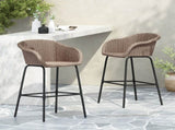 Ladd Outdoor Metal Wicker Barstool, Light Brown Faux Wicker, Set of 2 N775P277558B