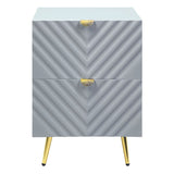 Grey High Gloss 2-drawer Nightstand B062P186417