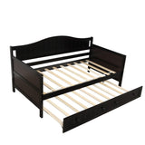 Twin Wooden Daybed with Trundle Bed, Sofa Bed for Bedroom Living Room, Espresso WF192861AAP