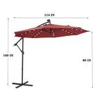 ZUN 10 FT Solar LED Patio Outdoor Umbrella Hanging Cantilever Umbrella Offset Umbrella Easy Open W41917532