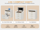 3 in 1 Vanity Desk with open Top Mirror,Small Make Up Vanity Set with Visible Glass Desktop,Compact 00445064