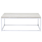 ZUN Light Oak and Chrome Coffee Table with Open Base B062P209117