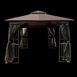 ZUN 10x10 Outdoor Patio Gazebo Canopy Tent With Ventilated Double Roof And Mosquito net W41940786