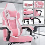 Gaming Chair with Footrest, High Back Gaming Chairs PVC Leather Ergonomic Gamer Chair with W2367P288676